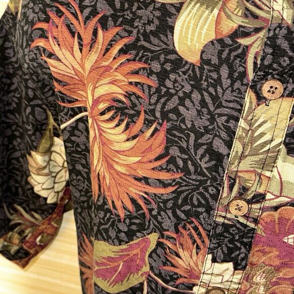 Island Republic Men's Black Floral Silk Blend Hawaiian Short Sleeve Shirt L 0598 - Picture 4 of 7